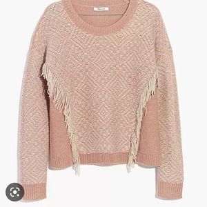 Madewell Reverse Diamond Pullover Sweater with Fringe